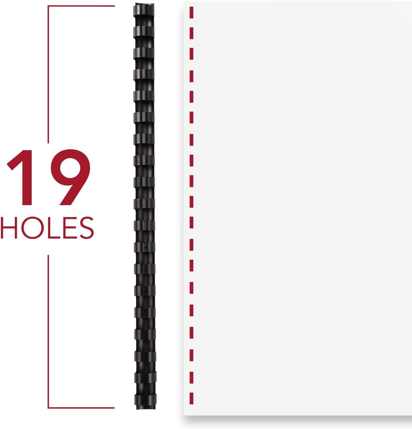 imageMead CombBind Binding SpinesSpiralsCoilsCombs 916quot 105 Sheet Capacity Black 125 Pack 400013834