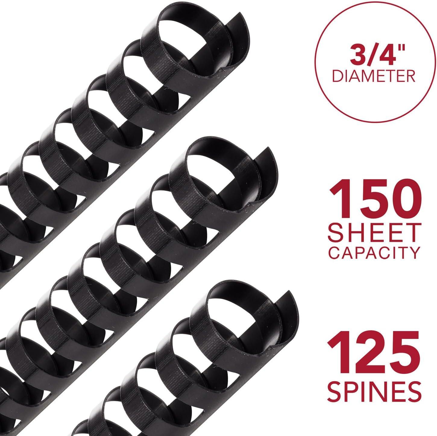 imageMead CombBind Binding SpinesSpiralsCoilsCombs 916quot 105 Sheet Capacity Black 125 Pack 400013834
