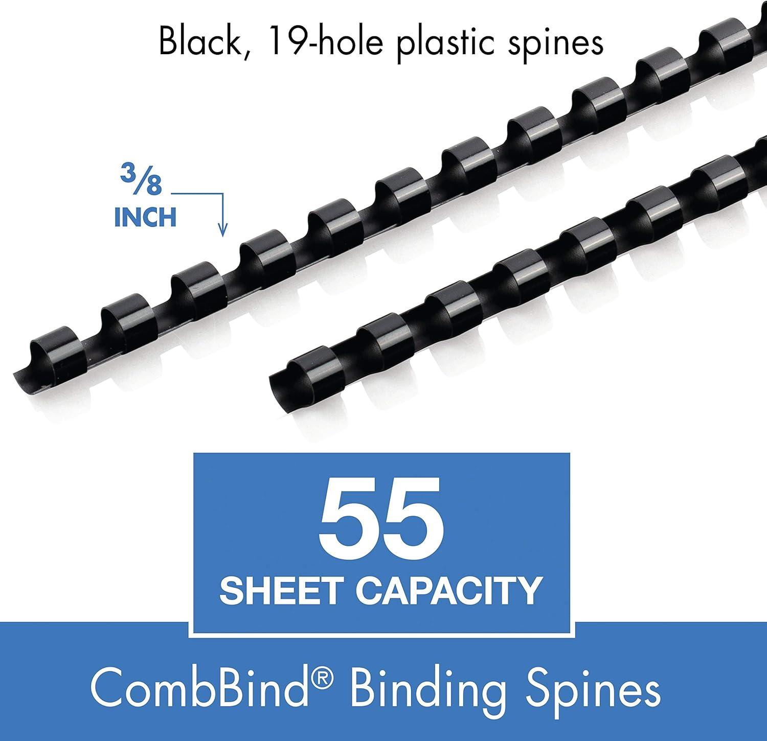 imageMead CombBind Binding SpinesSpiralsCoilsCombs 916quot 105 Sheet Capacity Black 125 Pack 4000138Pack of 4