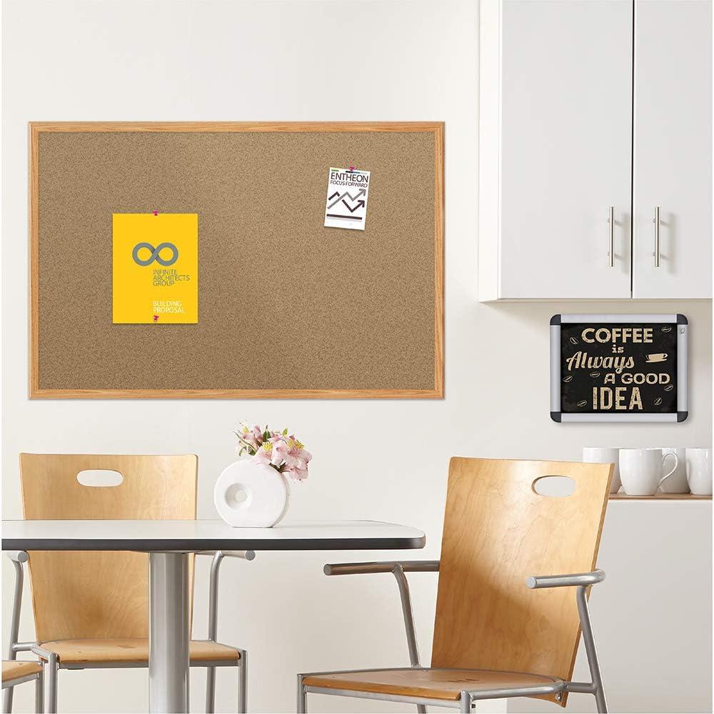 imageMead Corkboard 3 x 2 Bulletin Board Aluminum Frame Cork Board 85361CorkboardOak