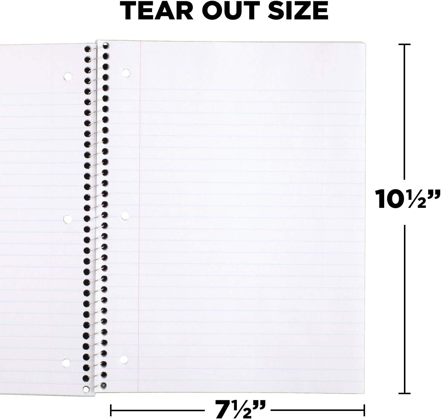 imageMead Spiral Notebook 4 Pack 1 Subject Wide Ruled Paper 712quot x 1012quot 70 Sheets per Notebook Colors Will Vary 930200ECM25Green