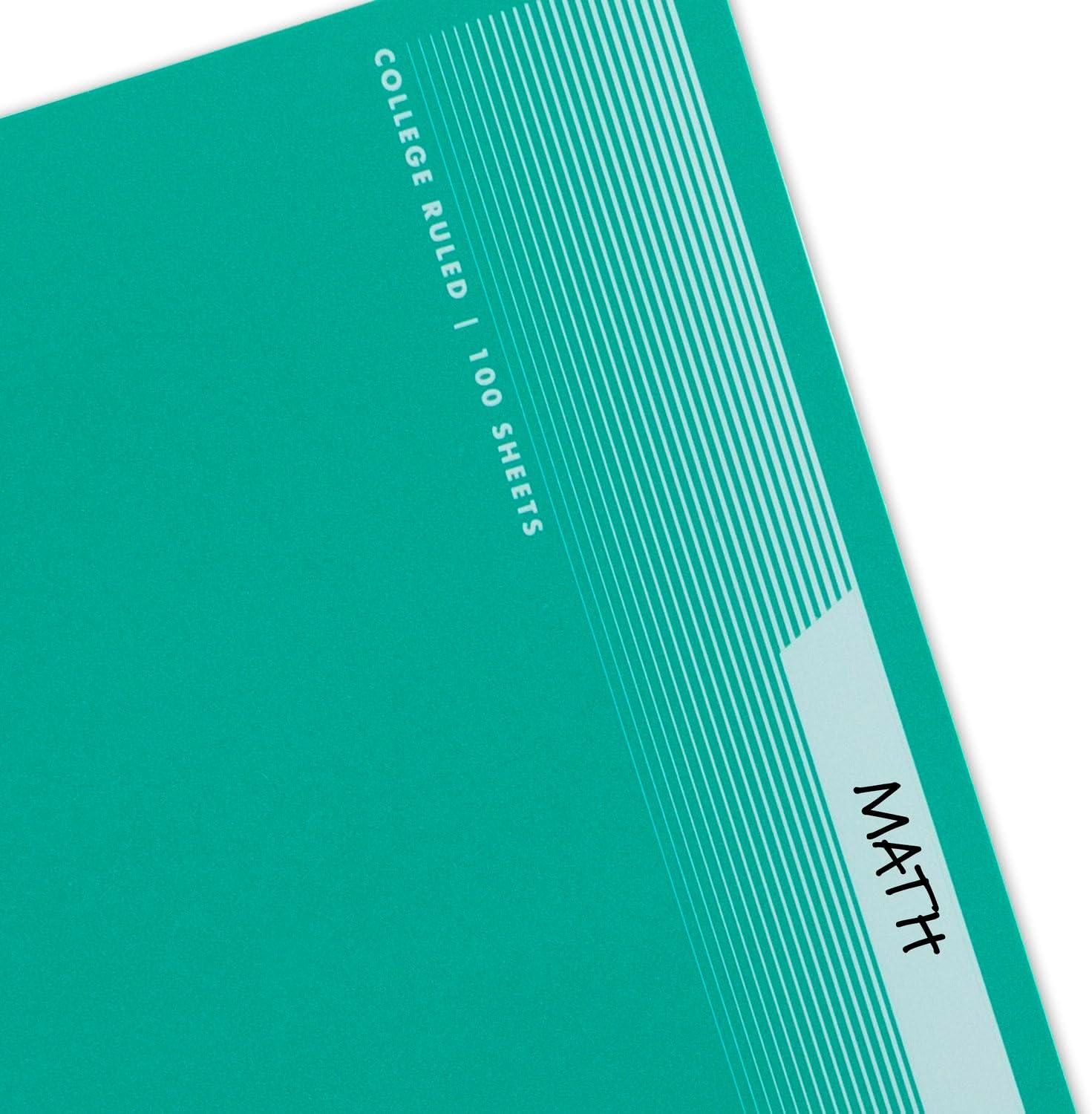 imageMead Spiral Notebook 5 Pack 3 Subject College Ruled Paper Plastic Cover 812quot x 11quot 120 Sheets per Notebook Black Red Blue Green and Yellow 820315AECM1 Subject