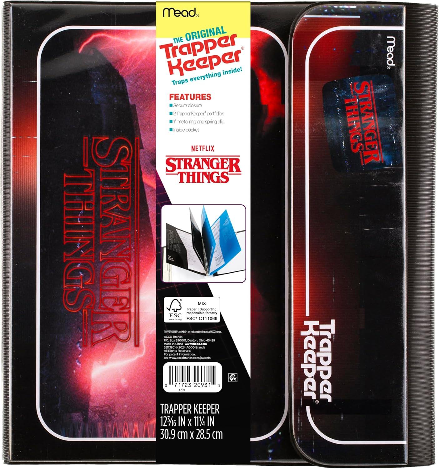 imageMead Trapper Keeper Binder Stranger Things 1 Inch Binder with Folders and Pockets Holds 812quot x 11quot Paper Yearbook 261138B25Creatures