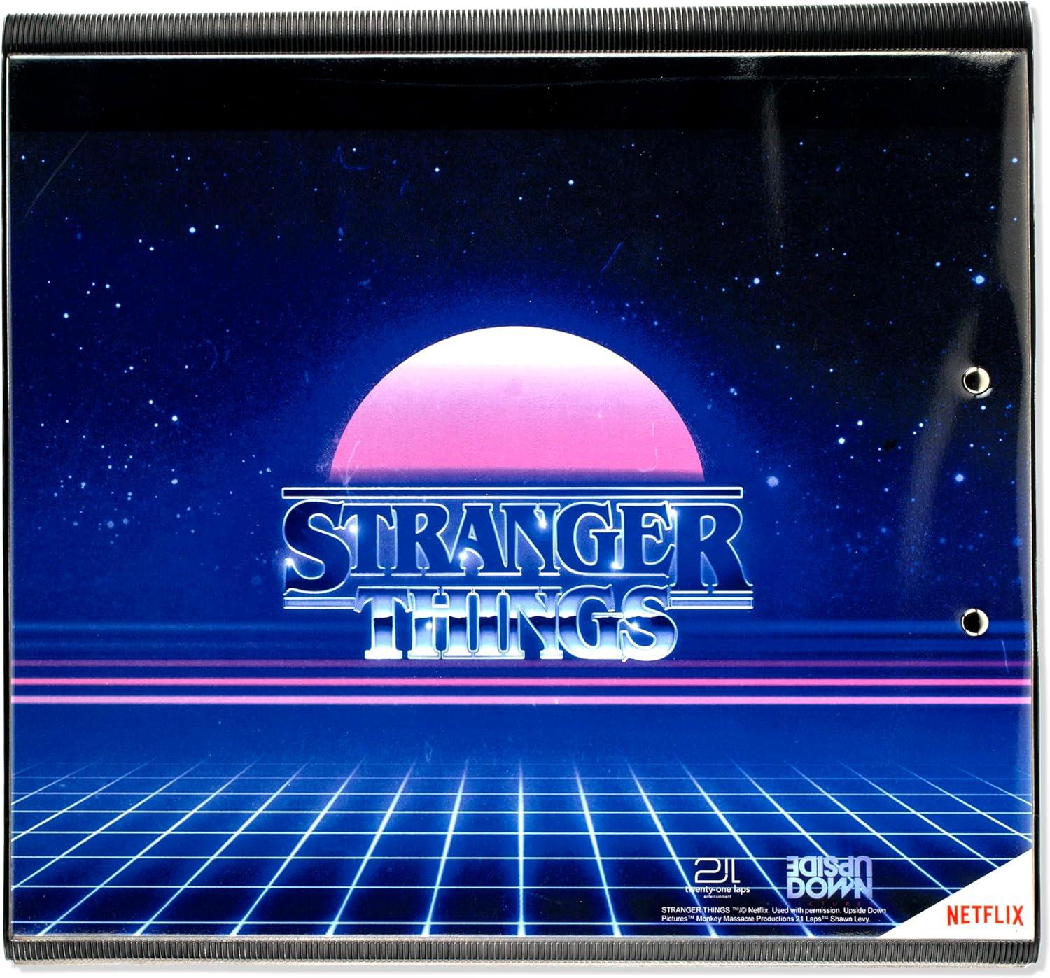 imageMead Trapper Keeper Binder Stranger Things 1 Inch Binder with Folders and Pockets Holds 812quot x 11quot Paper Yearbook 261138B25Neon