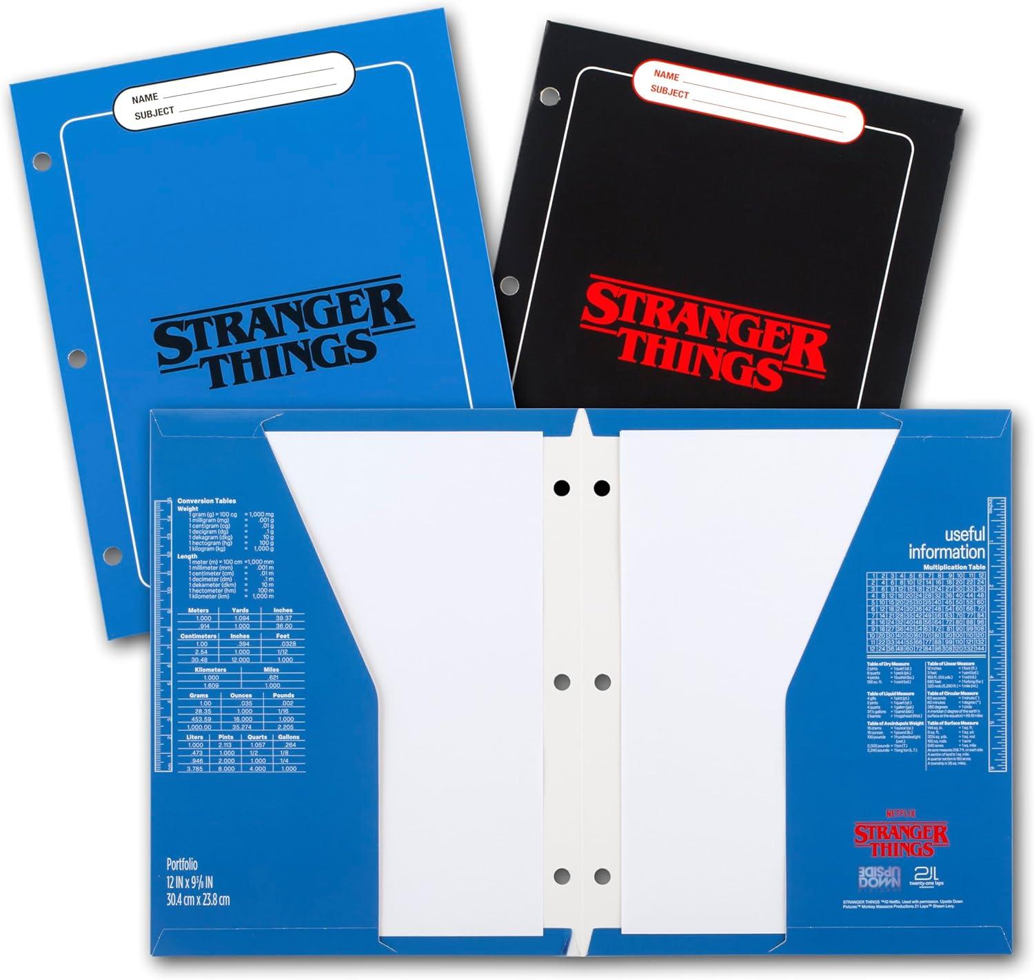 imageMead Trapper Keeper Binder Stranger Things 1 Inch Binder with Folders and Pockets Holds 812quot x 11quot Paper Yearbook 261138B25Neon