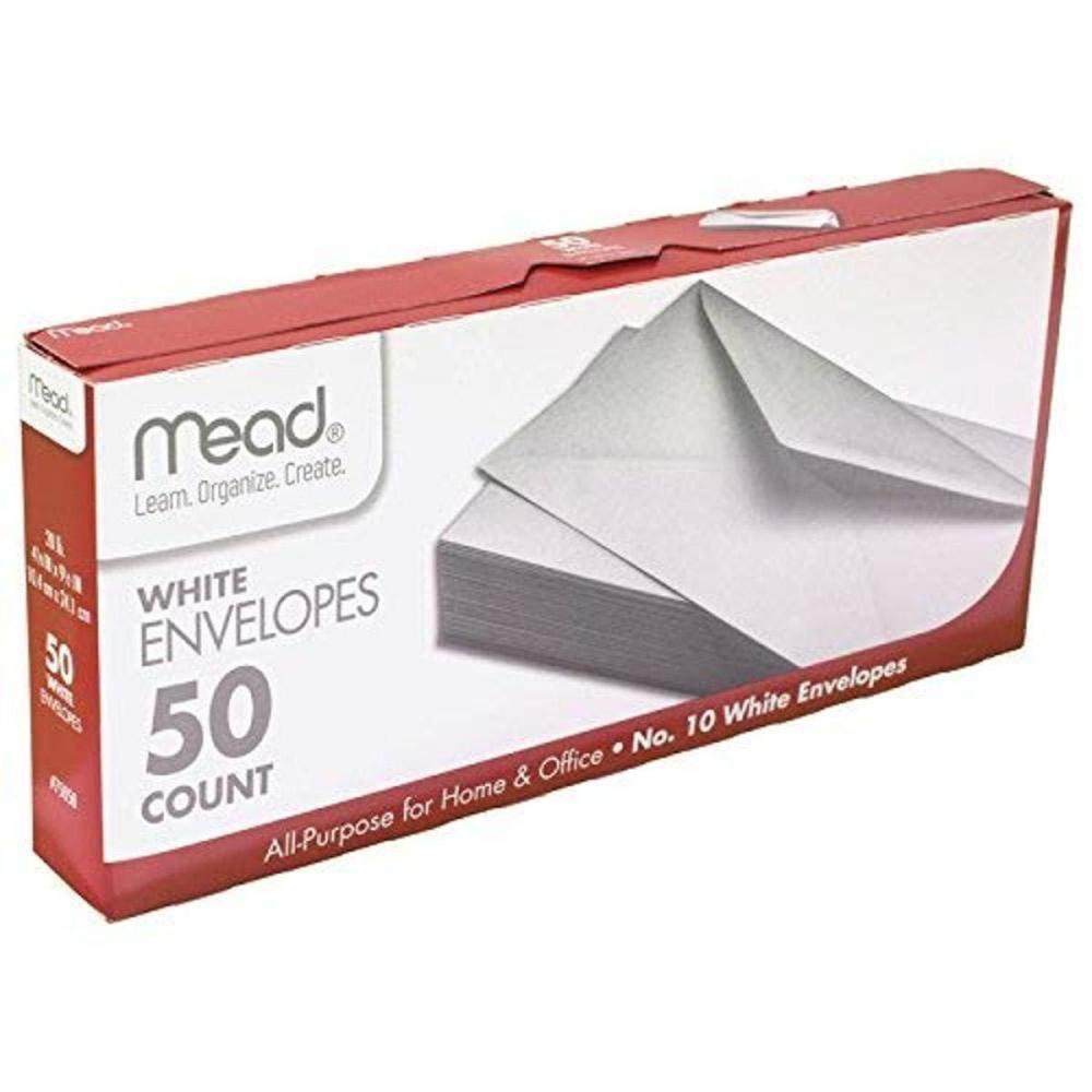 imageMead 10 Envelopes Letter Size 418quot x 912quot Gummed Closure White AllPurpose for Home ampamp Office Mail 50 Count 75050