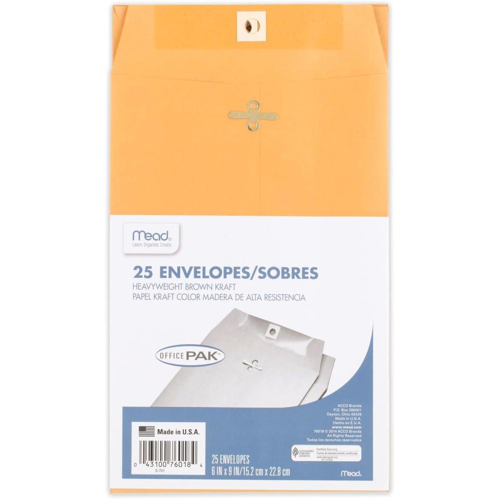 imageMead Envelopes 10quot x 13quot Clasp Closure Brown Kraft AllPurpose 24lb Paper Mailing Envelopes 15 Count 760226 x 9