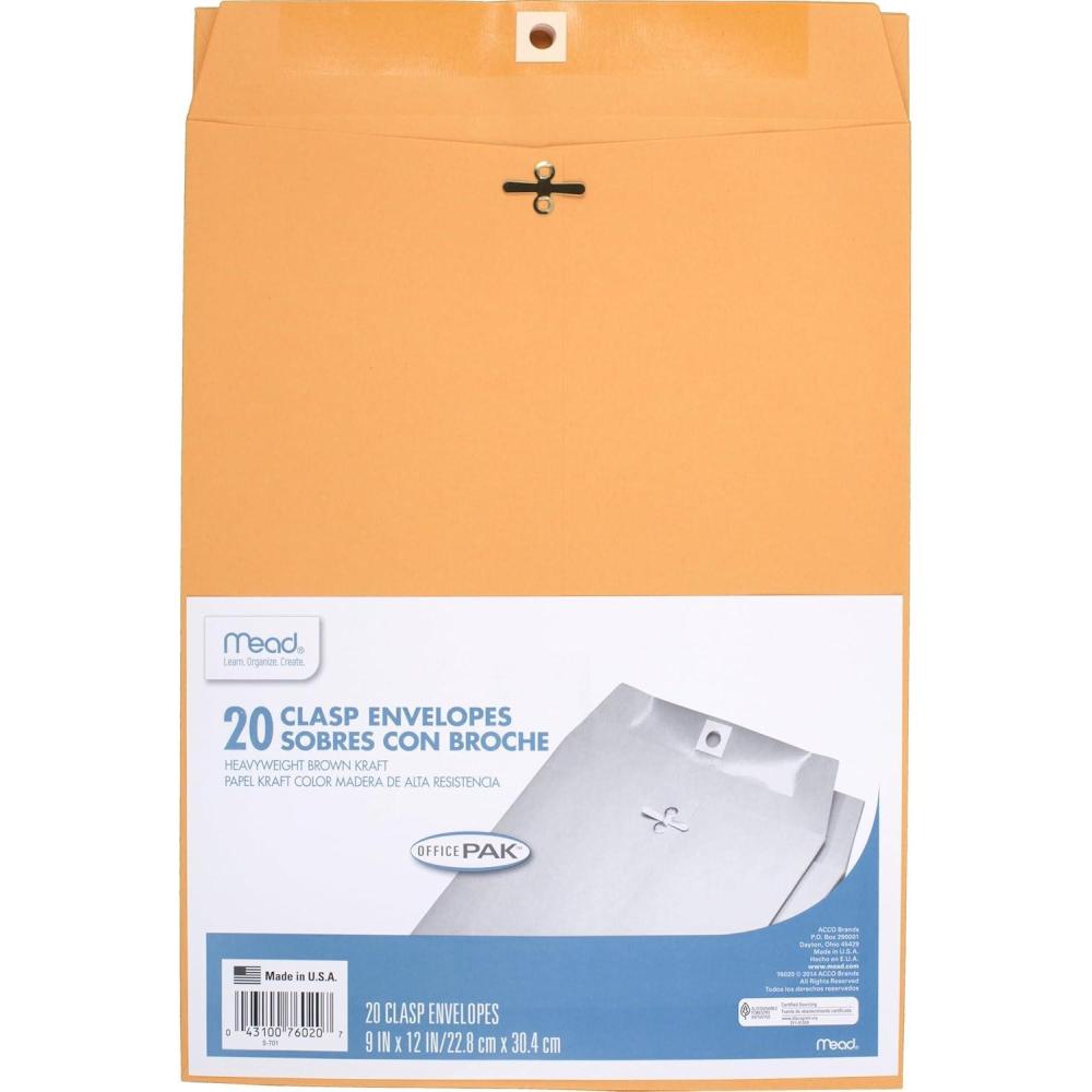 imageMead Envelopes 10quot x 13quot Clasp Closure Brown Kraft AllPurpose 24lb Paper Mailing Envelopes 15 Count 760229 x 12
