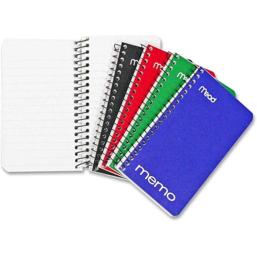 imageMead Spiral Memo Notebook 8 Pack Pocket Notebook College Ruled Paper 3quot x 5quot 60 Sheets per Notebook Assorted Colors 736055 x 3 Pack of 72