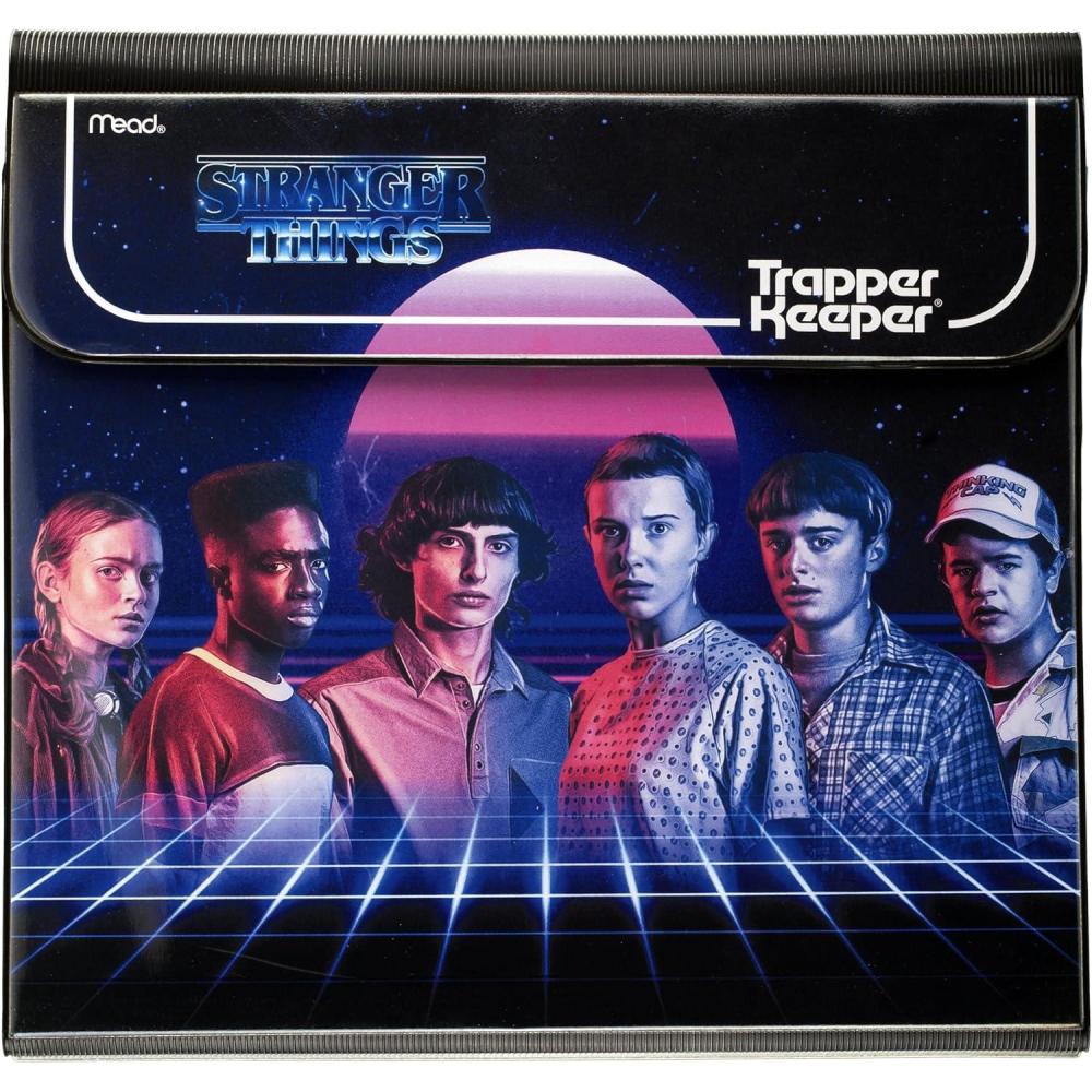 imageMead Trapper Keeper Binder Stranger Things 1 Inch Binder with Folders and Pockets Holds 812quot x 11quot Paper Yearbook 261138B25Neon