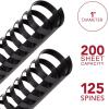 imageMead CombBind Binding SpinesSpiralsCoilsCombs 916quot 105 Sheet Capacity Black 125 Pack 40001381