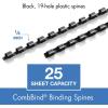 imageMead CombBind Binding SpinesSpiralsCoilsCombs 916quot 105 Sheet Capacity Black 125 Pack 400013814