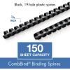 imageMead CombBind Binding SpinesSpiralsCoilsCombs 916quot 105 Sheet Capacity Black 125 Pack 400013834