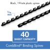 imageMead CombBind Binding SpinesSpiralsCoilsCombs 916quot 105 Sheet Capacity Black 125 Pack 4000138516