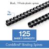 imageMead CombBind Binding SpinesSpiralsCoilsCombs 916quot 105 Sheet Capacity Black 125 Pack 400013858