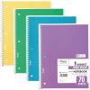 imageMead Spiral Notebook 4 Pack 1 Subject Wide Ruled Paper 712quot x 1012quot 70 Sheets per Notebook Colors Will Vary 930200ECM25Primary Colors