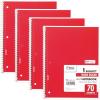 imageMead Spiral Notebook 4 Pack 1 Subject Wide Ruled Paper 712quot x 1012quot 70 Sheets per Notebook Colors Will Vary 930200ECM25Red