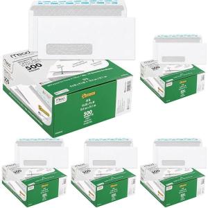 imageMead 10 Envelopes Letter Size 418quot x 912quot Security Printed Lining for Privacy PressIt SealIt Self Adhesive Closure Left Viewing Window Mailing Envelopes 500 Count 742022One Size Pack of 5