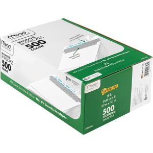 imageMead 634 Envelopes 358quot x 612quot Security Printed Lining for Privacy PressIt SealIt Self Adhesive Closure White AllPurpose 20lb Paper Mailing Envelopes 500 Count 742021Small