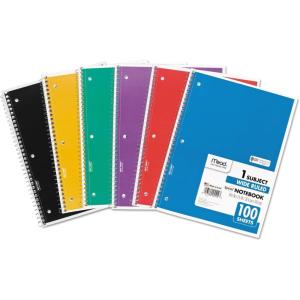 imageMead Spiral Notebook 4 Pack 1 Subject Wide Ruled Paper 712quot x 1012quot 70 Sheets per Notebook Colors Will Vary 930200ECM25Color Selected for You
