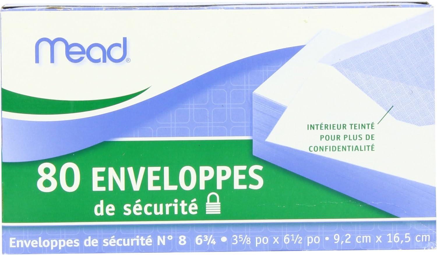 imageMead 634 Envelopes 358quot x 612quot Security Printed Lining for Privacy Gummed Closure White AllPurpose 20lb Paper Mailing Envelopes 80 Count 75212White
