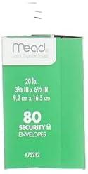 imageMead 634 Envelopes 358quot x 612quot Security Printed Lining for Privacy Gummed Closure White AllPurpose 20lb Paper Mailing Envelopes 80 Count 75212White