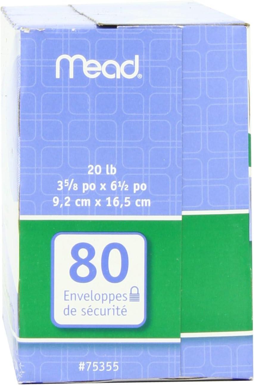 imageMead 634 Envelopes 358quot x 612quot Security Printed Lining for Privacy Gummed Closure White AllPurpose 20lb Paper Mailing Envelopes 80 Count 75212White
