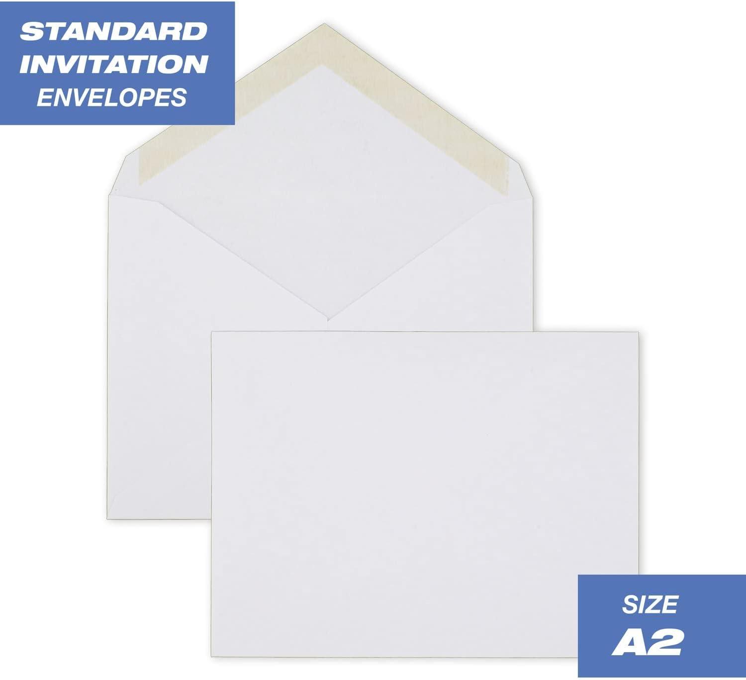 imageMead A2 Invitation Envelopes 438quot x 534quot Gummed Closure White Woven Premium 24lb Paper Mailing Envelopes 100 Count CO1981 Count Pack of 100