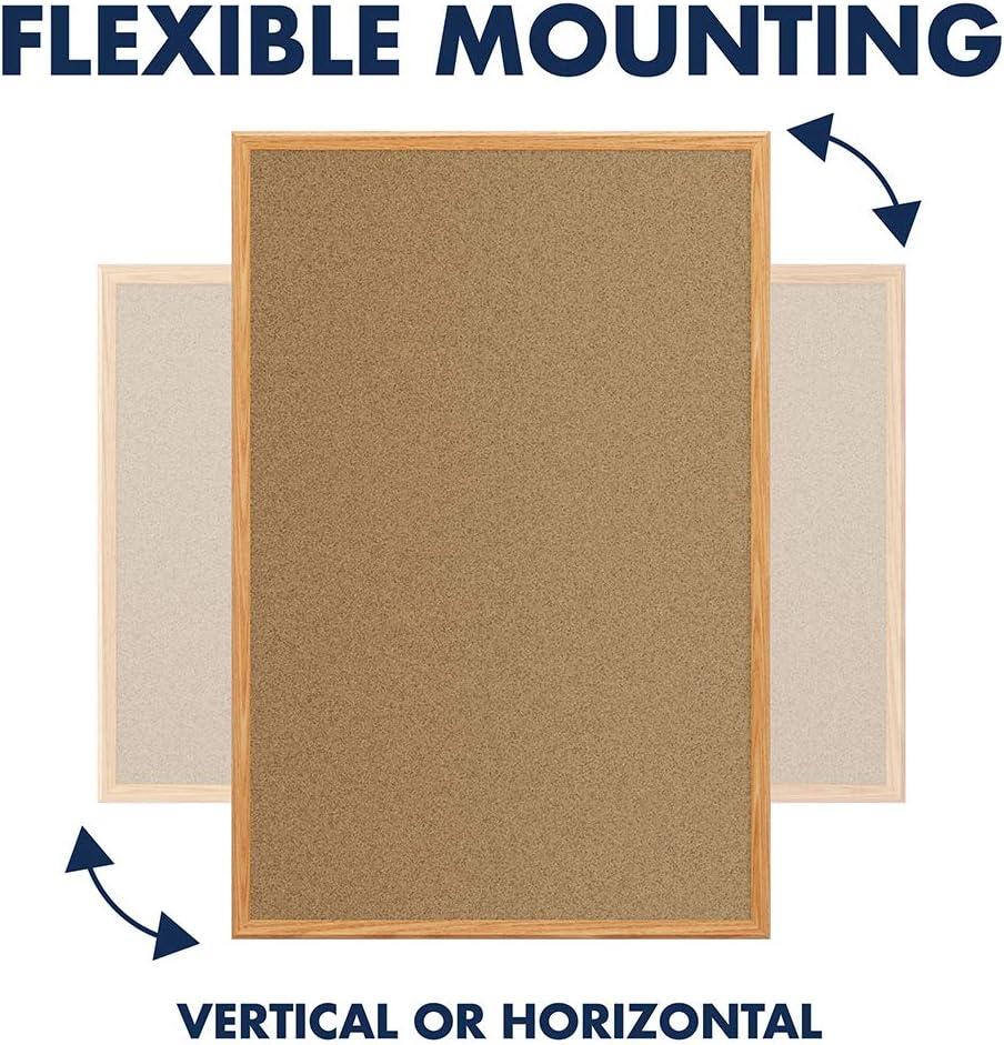 imageMead Cork Bulletin Board Framed Corkboard 4 x 3 Message Board Oak Finish Frame 85367Oak