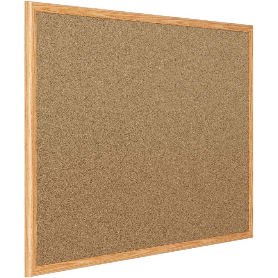 imageMead Cork Bulletin Board Framed Corkboard 4 x 3 Message Board Oak Finish Frame 85367Oak