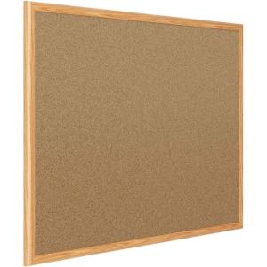 imageMead Cork Bulletin Board Framed Corkboard 4 x 3 Message Board Oak Finish Frame 85367Oak