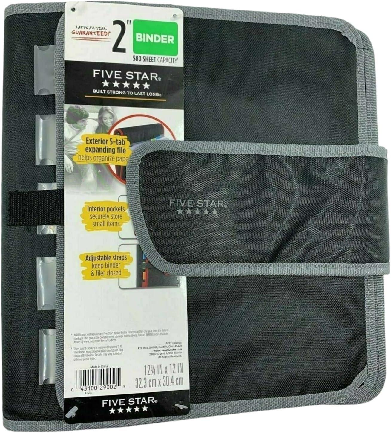 imageMead Five Star Binder  Zipper 2 Inch 3Ring Binder Expansion Panel and Expanding File 580 Sheet Capacity Assorted Colors
