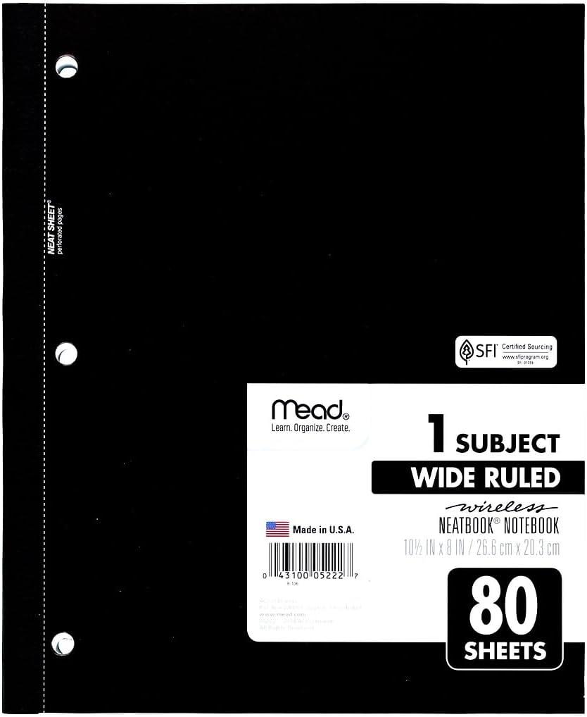 imageMead Single Subject Wireless Notebook Wide Ruled 05222  Pack of 1
