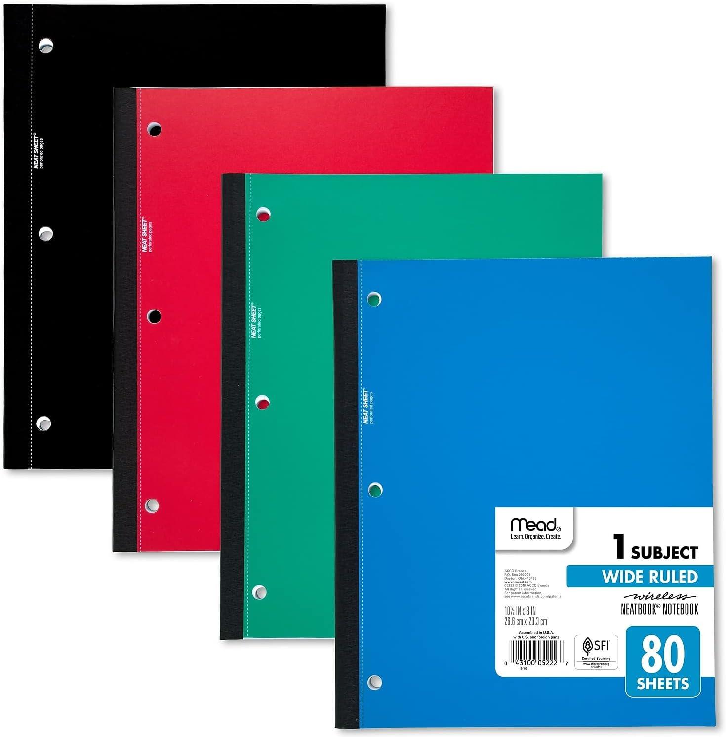 imageMead Single Subject Wireless Notebook Wide Ruled 05222  Pack of 1