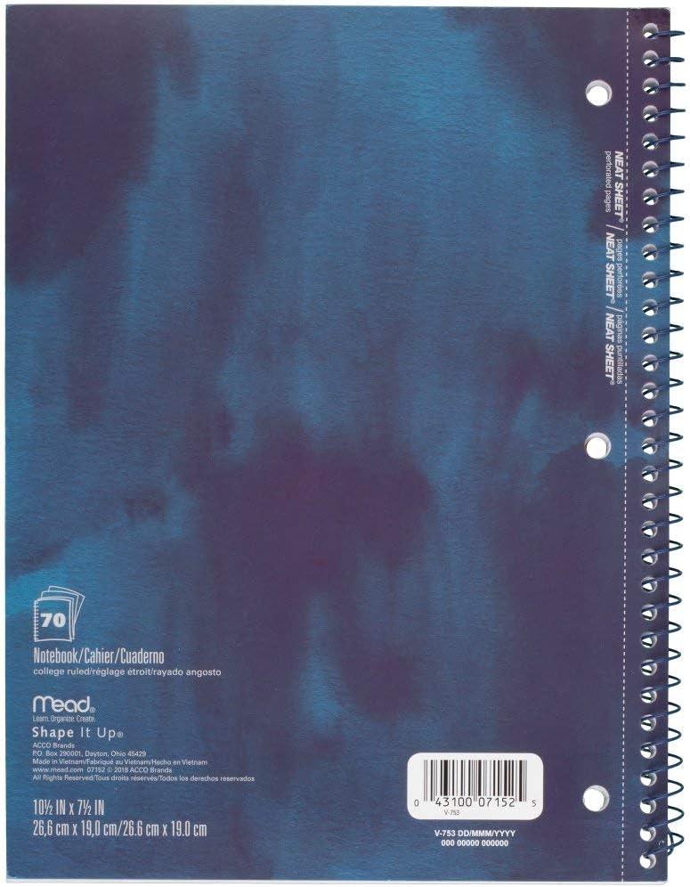 imageMead Spiral Notebook 1 Subject College Ruled Paper 70 Sheets 1012quot x 712quot Shape It Up Design Will Vary 1 Notebook 07152Assorted