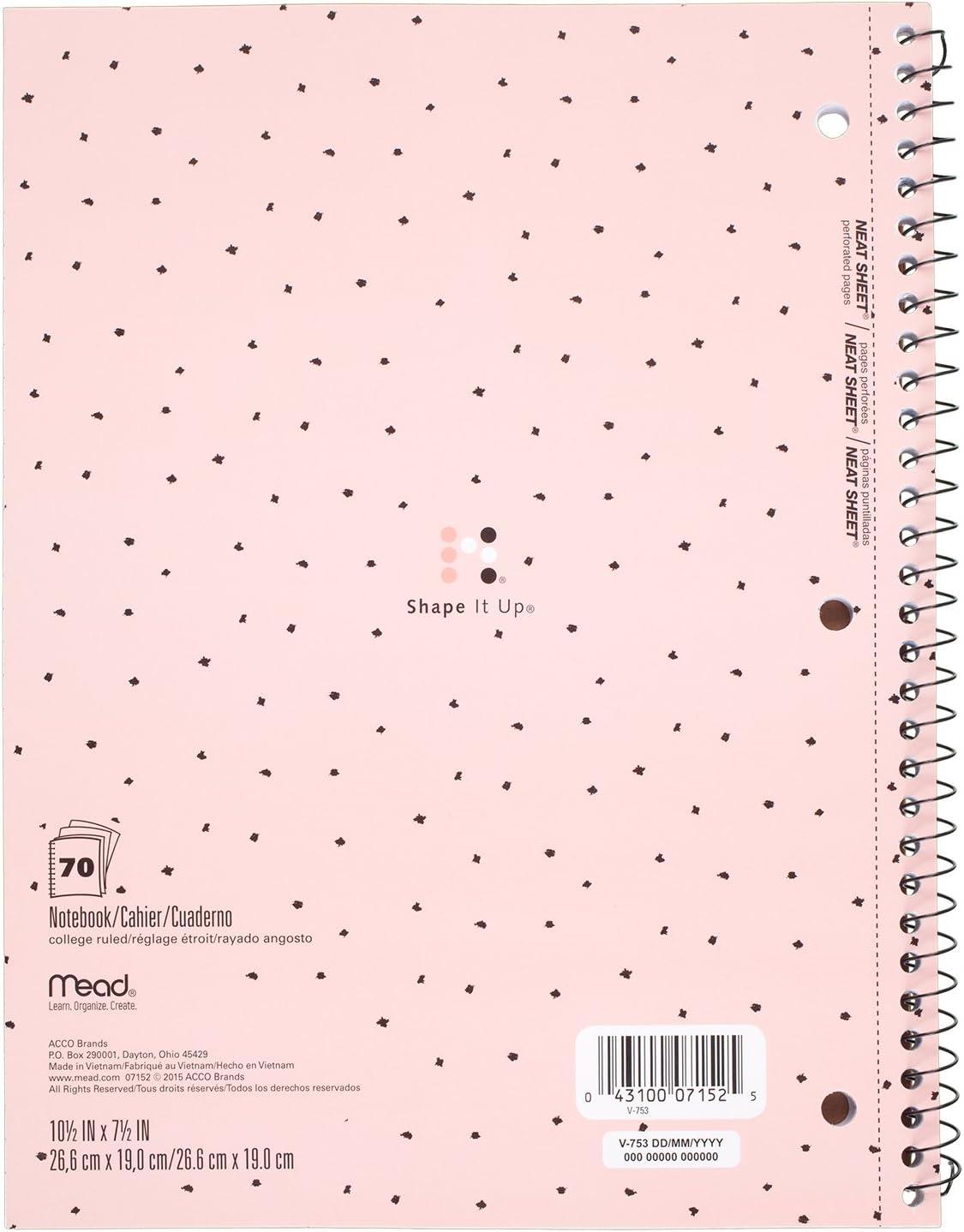 imageMead Spiral Notebook 1 Subject College Ruled Paper 70 Sheets 1012quot x 712quot Shape It Up Design Will Vary 1 Notebook 07152Design Selected For You