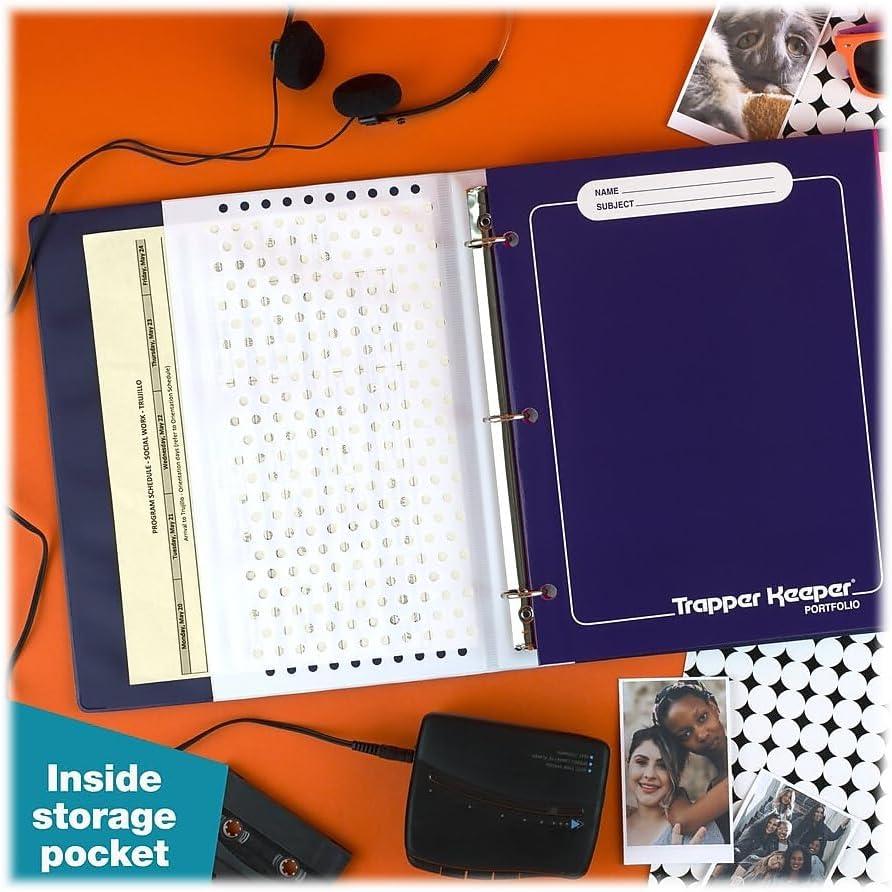 imageMead Trapper Keeper Binder Retro Design 1 Inch Binder 2 Folders and Extra Pocket Metal Rings and Spring Clip Secure Storage Animal Mead School Supplies 260038CP1ECM