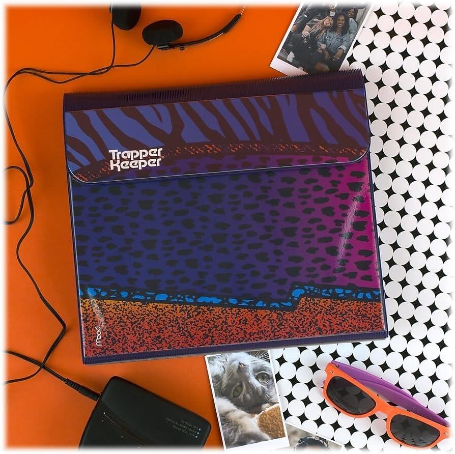 imageMead Trapper Keeper Binder Retro Design 1 Inch Binder 2 Folders and Extra Pocket Metal Rings and Spring Clip Secure Storage Animal Mead School Supplies 260038CP1ECM