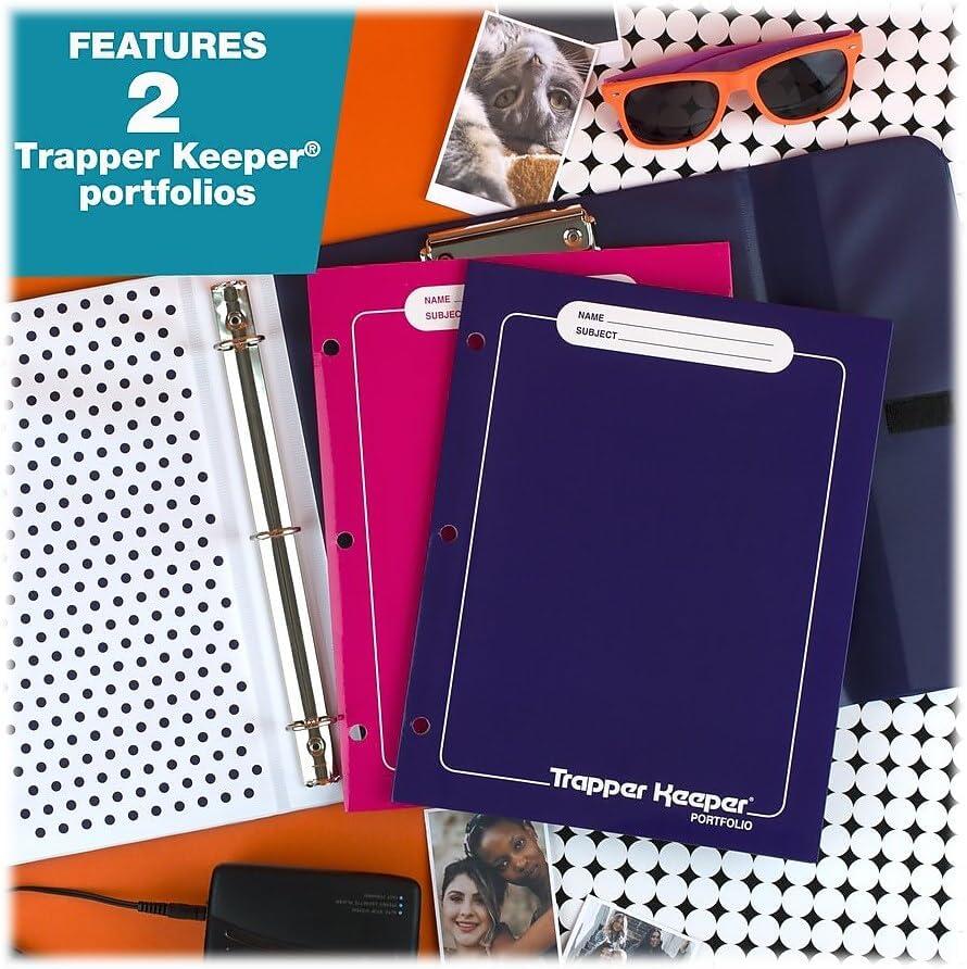 imageMead Trapper Keeper Binder Retro Design 1 Inch Binder 2 Folders and Extra Pocket Metal Rings and Spring Clip Secure Storage Animal Mead School Supplies 260038CP1ECM