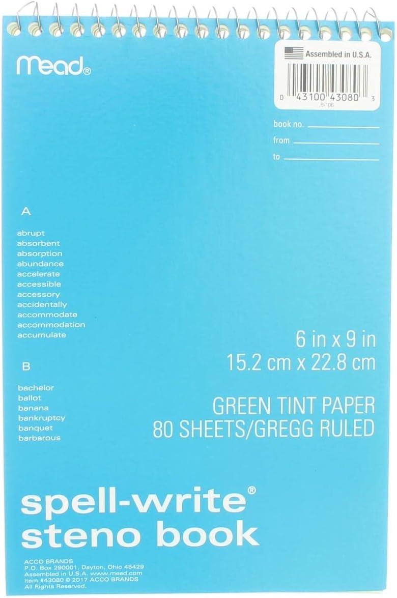 imageMeadWestvaco 43080 6quot X 9quot SpellWrite Wirebound Steno Book Assorted Colors