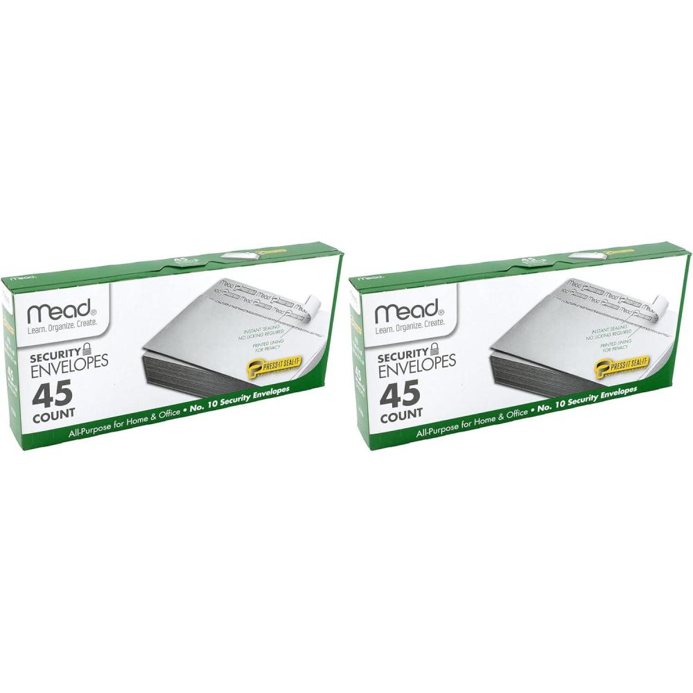 imageMead 10 Envelopes Security Printed Lining for Privacy PressIt SealIt Self Adhesive Closure AllPurpose 20lb Paper 418quot x 912quot White 45 per Box 75026  Pack of 210 418 x 912