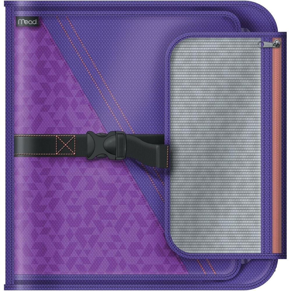 imageMead 2 Inch Round Ring Binder Sewn Fabric 3 Tab Expanding File 4 Pockets RedBlack 29282BJ7Purple
