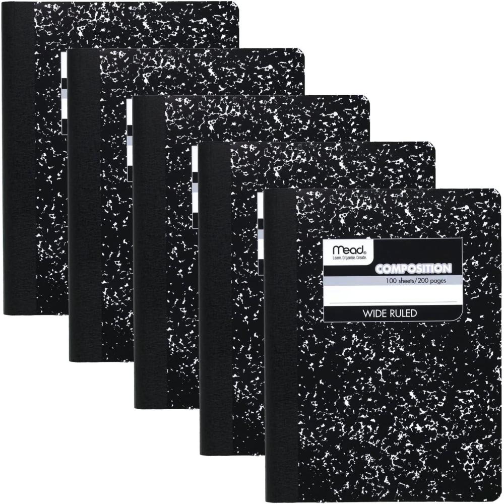 imageMead Composition Notebook Comp Book Wide Ruled Paper 100 Sheets 934quot x 712quot Fashion Square Deal Assorted Colors Color Selected May Vary 1 Count 09918Black