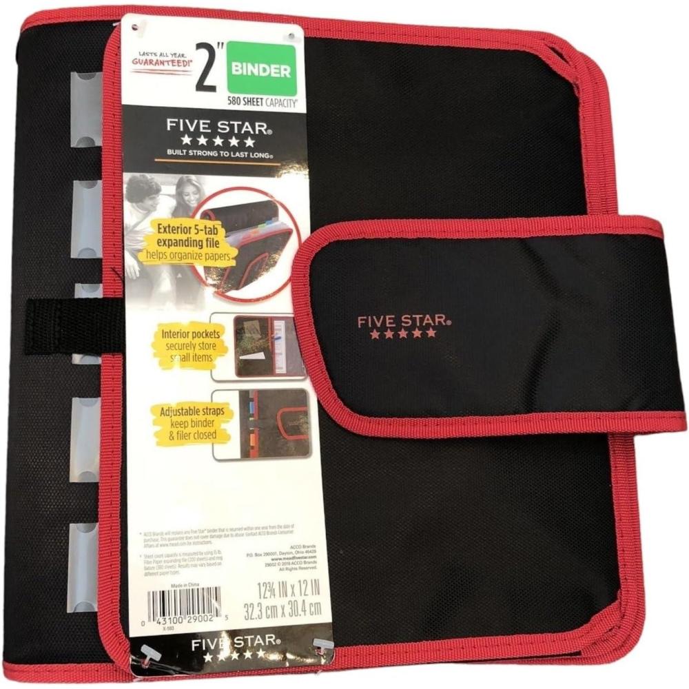 imageMead Five Star Binder  Zipper 2 Inch 3Ring Binder Expansion Panel and Expanding File 580 Sheet Capacity Assorted Colors