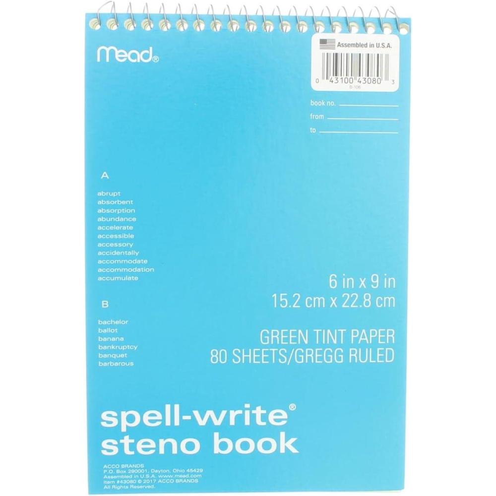 imageMeadWestvaco 43080 6quot X 9quot SpellWrite Wirebound Steno Book Assorted Colors