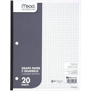 imageMead Graph Paper Pad Quadrille 5 Squares per Inch 11quot x 812quot 20 Sheets 1 Pack 19030Pack of 48