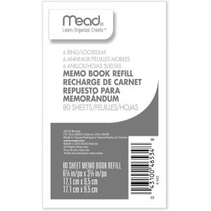 imageMead Memo Book Refill 6 Ring 3 34quot x 6 34quot Pack of 80 Sheets FBA46534