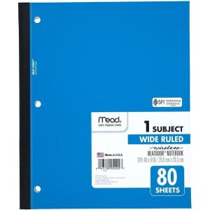 imageMead Single Subject Wireless Notebook Wide Ruled 05222  Pack of 1