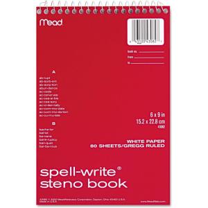 imageMead SpellWrite Steno Book Gregg Rule 6 x 9 Inches White 80 Sheets MEA43082