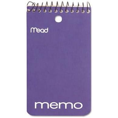 imageMead Wirebound Memo Book College Ruled 3 x 5 Inches Black Red Blue and Green 60 Count 12 Pack 45354